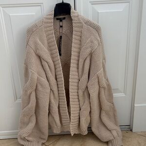 Papermoon Beige Cable Knit Cardigan